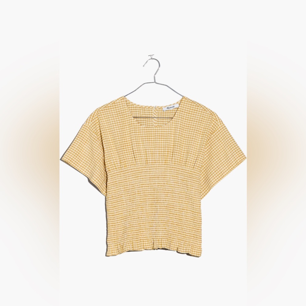 Madewell smocked crinkle cotton top